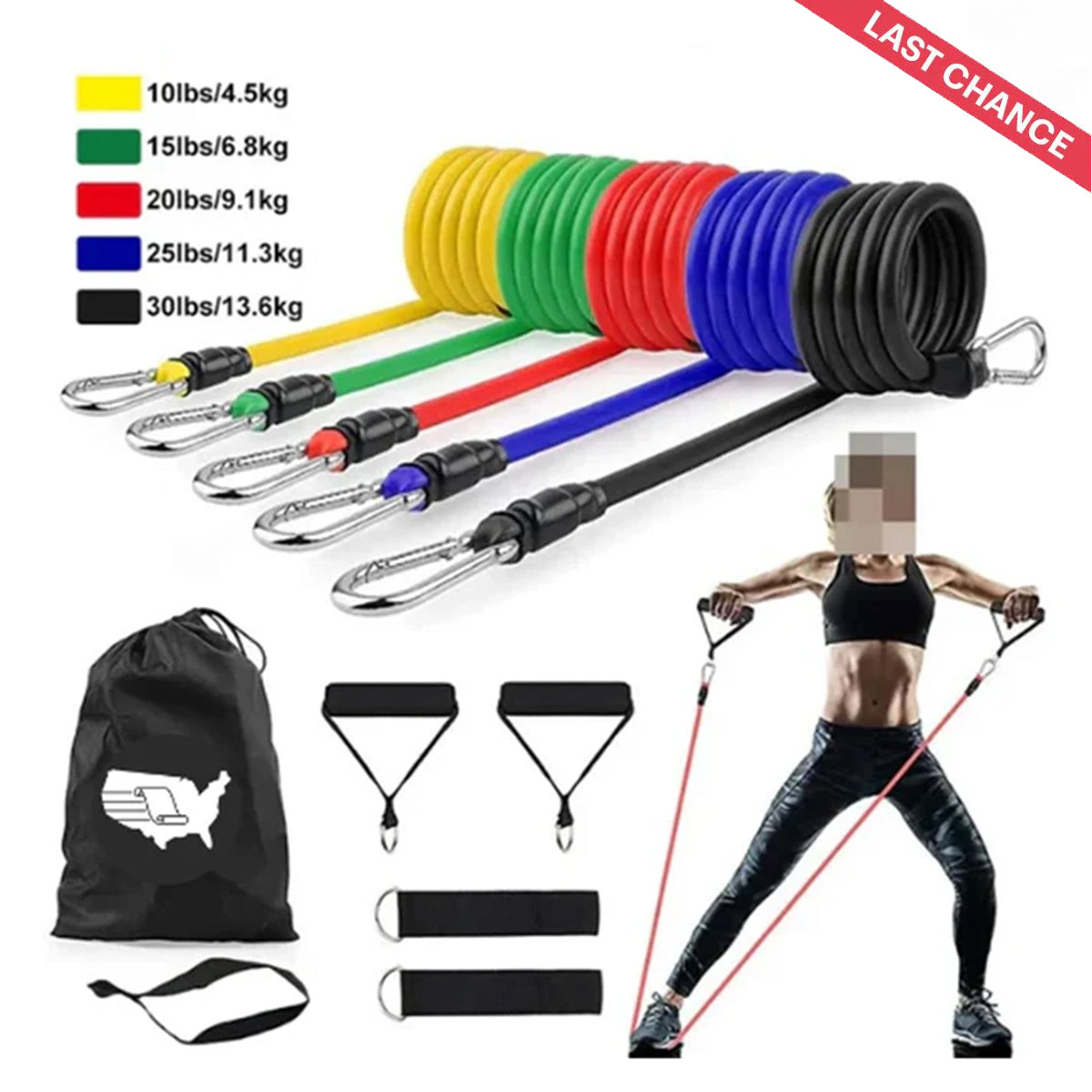 11Pcs/Set Latex Pull Rope Resistance Bands