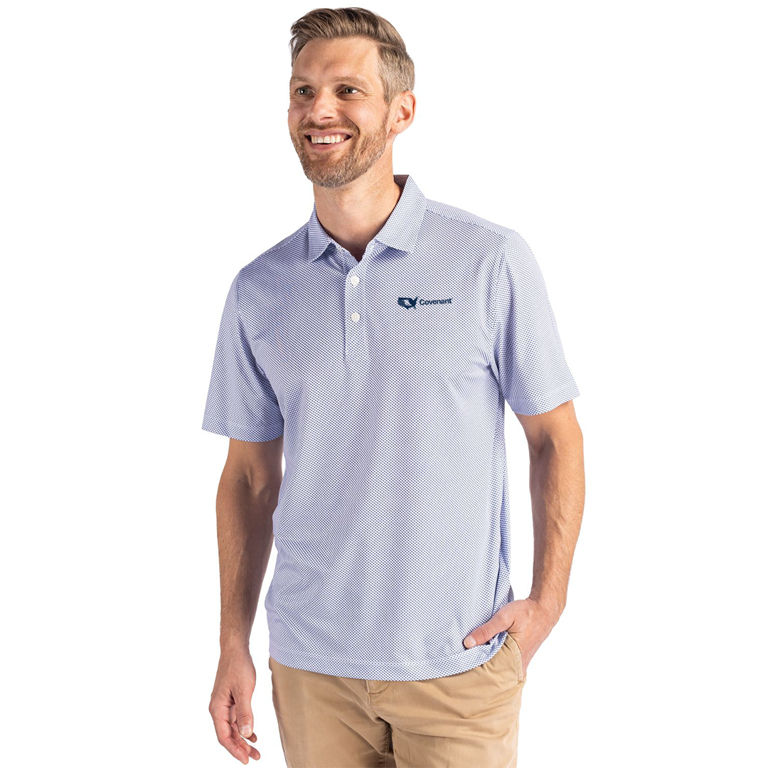 Covenant Cutter & Buck Pike Eco Symmetry Print Stretch Recycled Mens Polo
