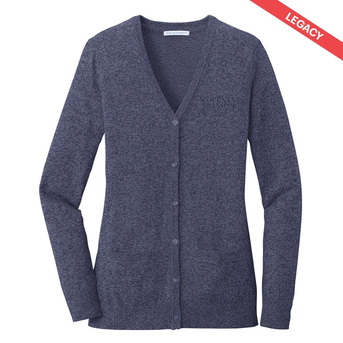 Covenant Heather Navy Ladies Button Down Cardigan