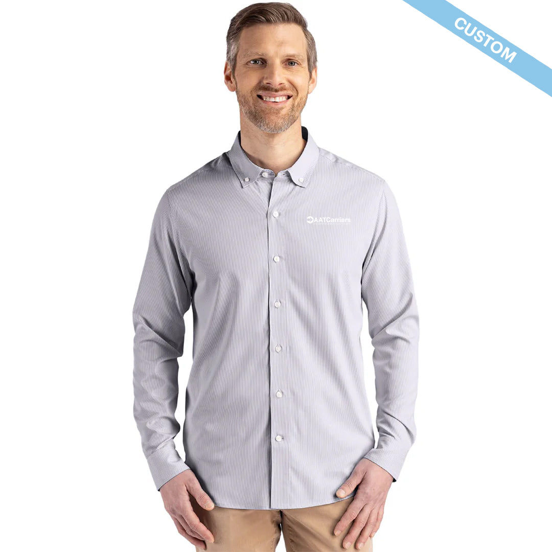AAT CariersCutter & Buck Skyline Epic Confidence Recycled Pinstripe Mens Big & Tall Long Sleeve Dress Shirt