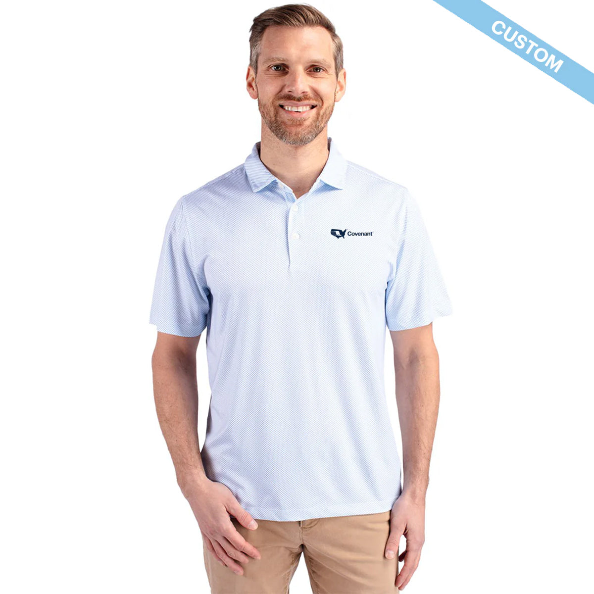 Covenant Cutter & Buck Pike Eco Symmetry Print Stretch Recycled Mens Polo