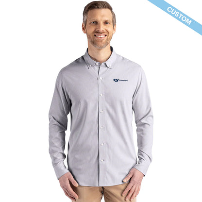 Covenant Cutter & Buck Skyline Epic Confidence Recycled Pinstripe Mens Big & Tall Long Sleeve Dress Shirt