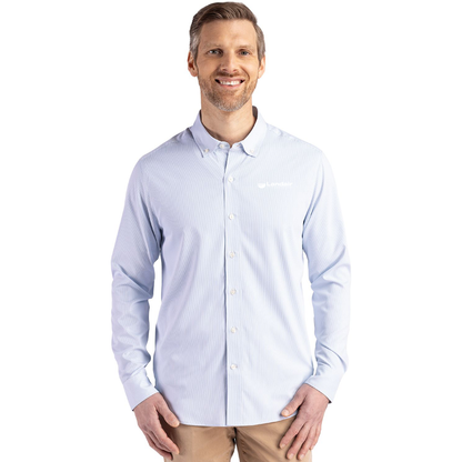 Landair Cutter & Buck Skyline Epic Confidence Recycled Pinstripe Mens Big & Tall Long Sleeve Dress Shirt