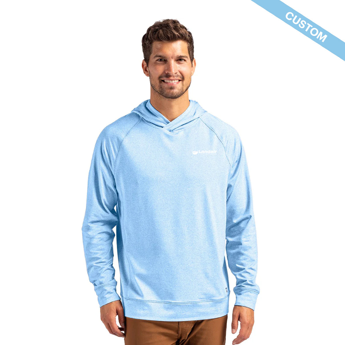 Landair Cutter & Buck Adapt Knit Recycled Mens Heathered Hooded Pullover