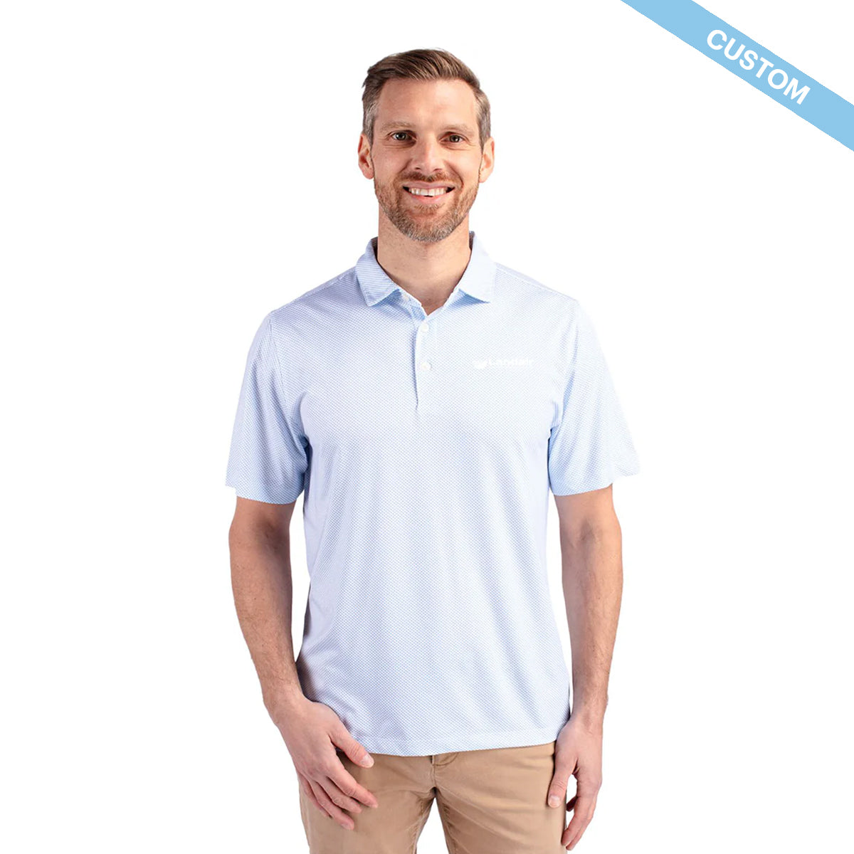 Landair Cutter & Buck Pike Eco Symmetry Print Stretch Recycled Mens Polo