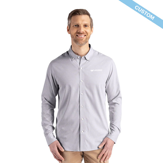 Landair Cutter & Buck Skyline Epic Confidence Recycled Pinstripe Mens Big & Tall Long Sleeve Dress Shirt