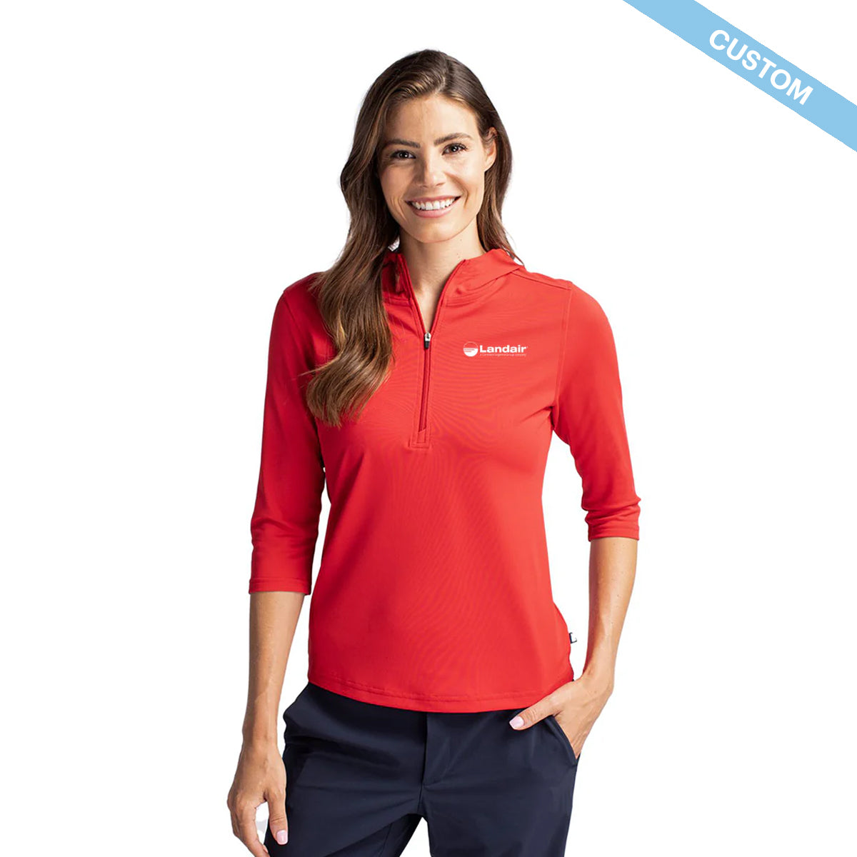 Landair Cutter & Buck Virtue Eco Pique Recycled Half Zip Pullover Womens Hoodie