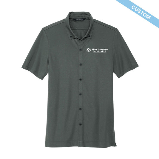 Sims Transport Services Stretch Pique Full-Button Polo