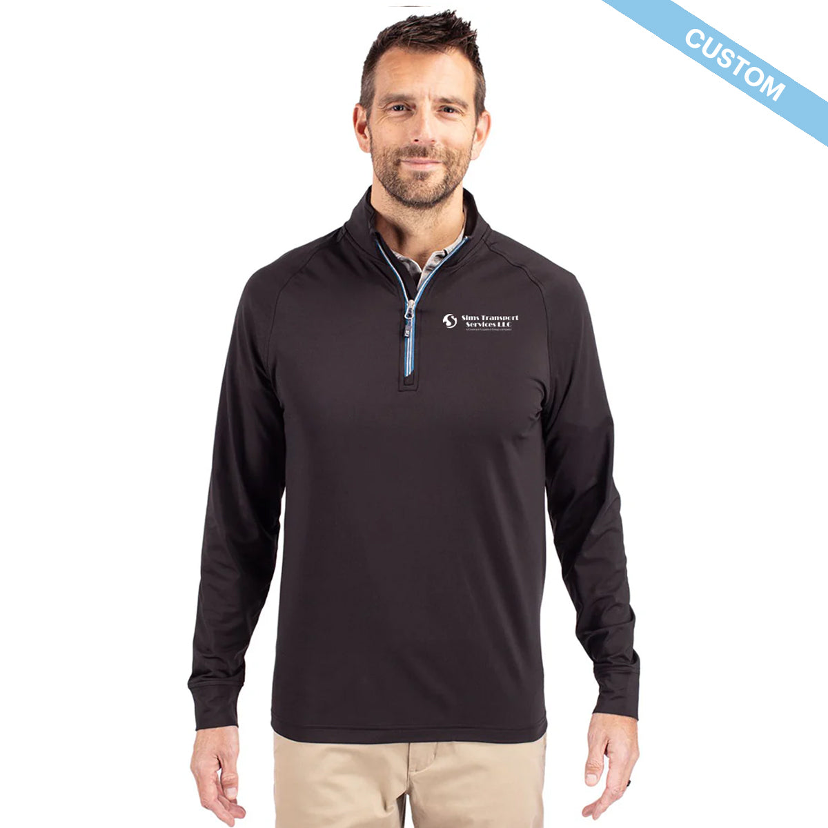 Sims Transport Services LLC Cutter & Buck Adapt Eco Knit Stretch Recycled Mens Big and Tall Quarter Zip Pullover