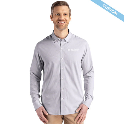 Sims Transport Services LLC Cutter & Buck Skyline Epic Confidence Recycled Pinstripe Mens Big & Tall Long Sleeve Dress Shirt