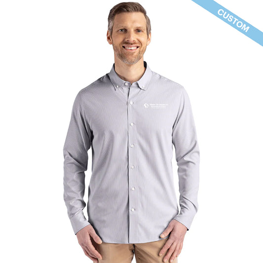 Sims Transport Services LLC Cutter & Buck Skyline Epic Confidence Recycled Pinstripe Mens Big & Tall Long Sleeve Dress Shirt