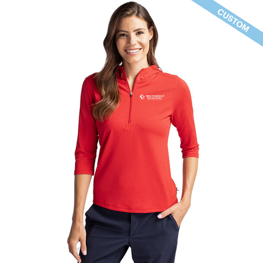 Sims Transport Services LLC Cutter & Buck Virtue Eco Pique Recycled Half Zip Pullover Womens Hoodie