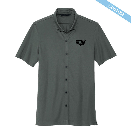 Covenant Stretch Pique Full-Button Polo