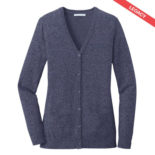 Covenant Heather Navy Ladies Button Down Cardigan
